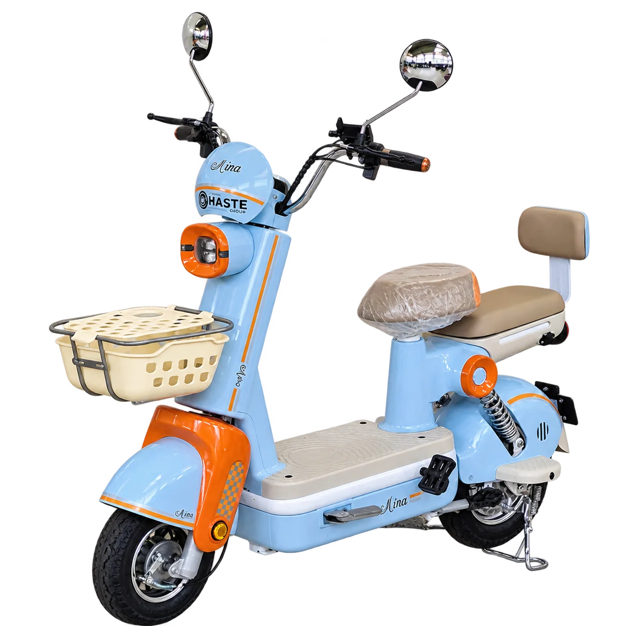 دوچرخه برقی موپد نگین مدل  p500 - رنگ آبی آسمانی